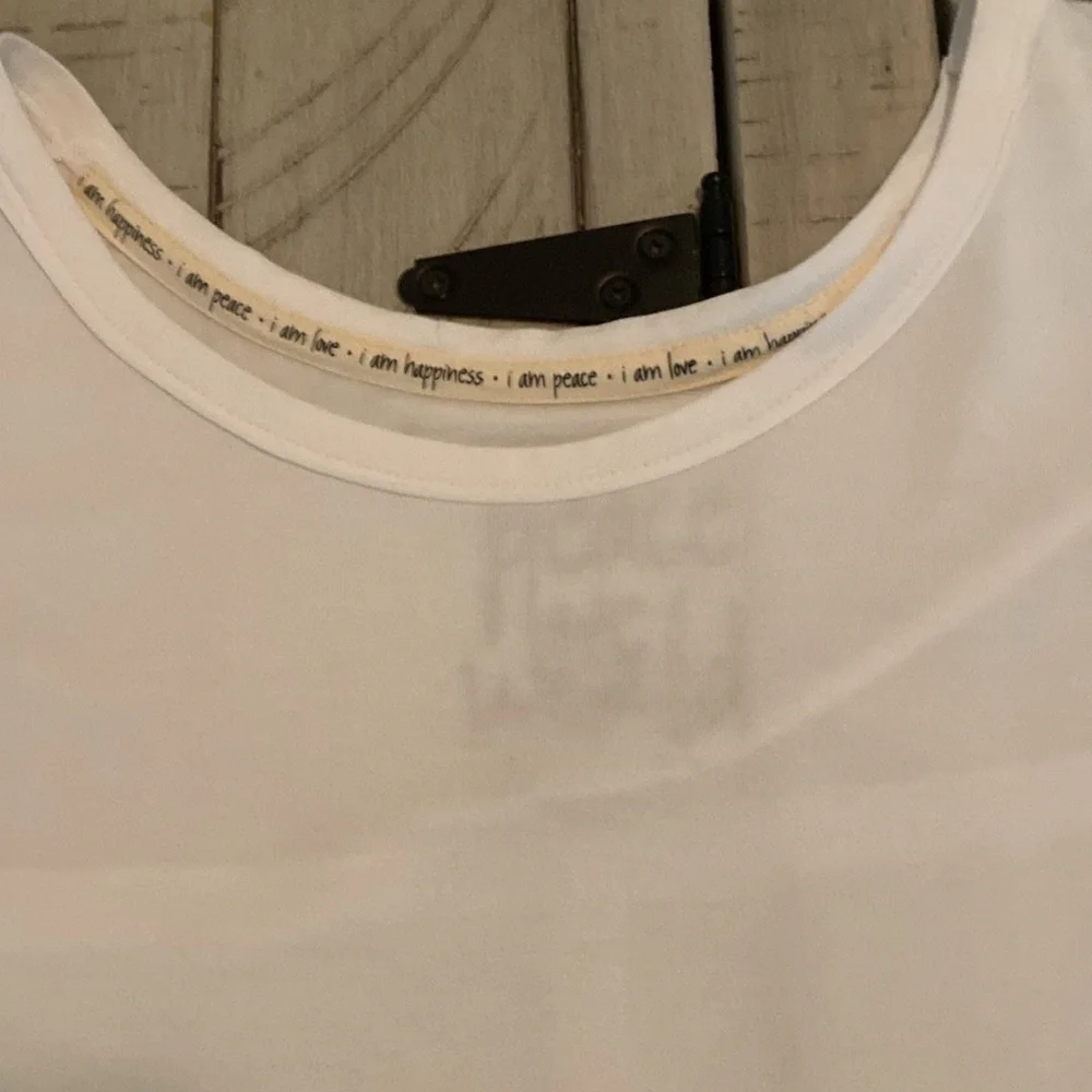 Peace Love World White Modal Spandex Long Sleeve Top Shirt Tee White S New